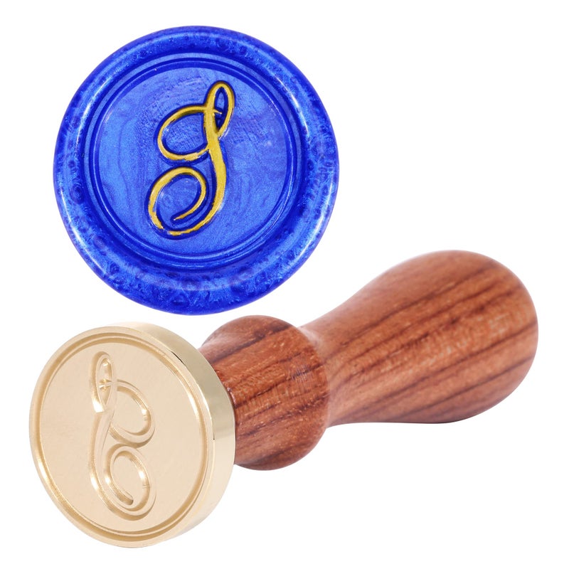 Yoption Letter S Wax Seal Stamp, Yoption Vintage Brass Head Wooden Handle Initial Alphabet Sealing Wax Stamp for Wedding Envelopes Christmas Gift - Image 2